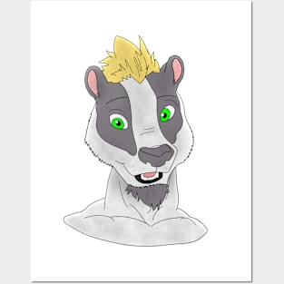 Anthro badger face Posters and Art